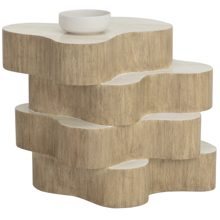 Geddes 24.5 X 20.75 inch Travertine Look / Cream Outdoor Side Table